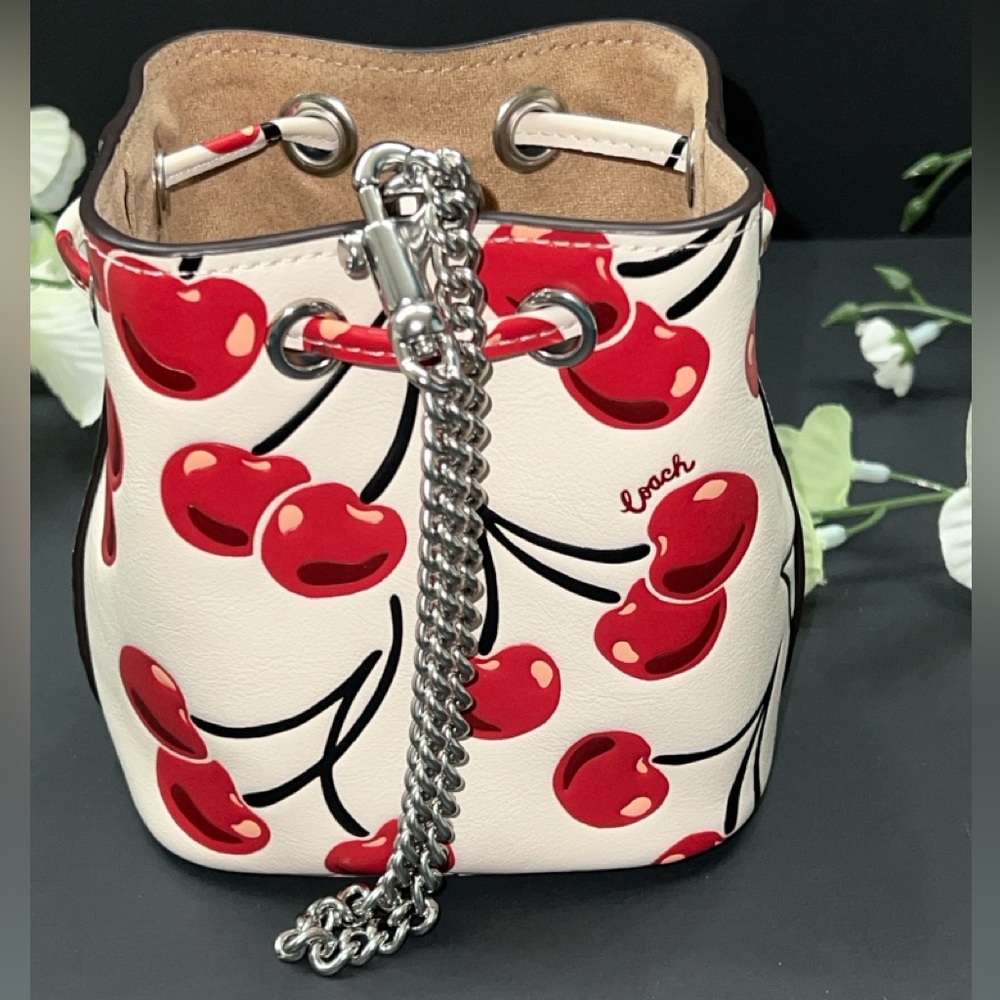 NWT Coach Drawstring Wristlet With Cherry Print - Picture 2 of 9